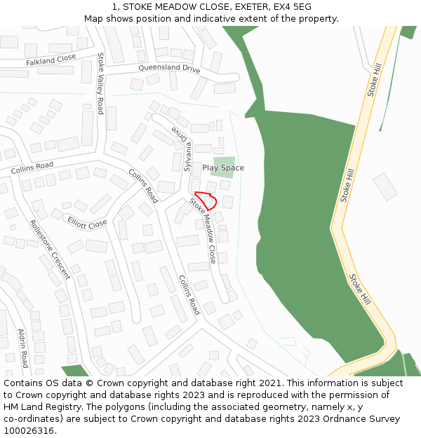 1, STOKE MEADOW CLOSE, EXETER, EX4 5EG: Location map and indicative extent of plot