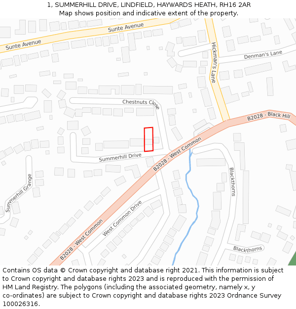 1, SUMMERHILL DRIVE, LINDFIELD, HAYWARDS HEATH, RH16 2AR: Location map and indicative extent of plot
