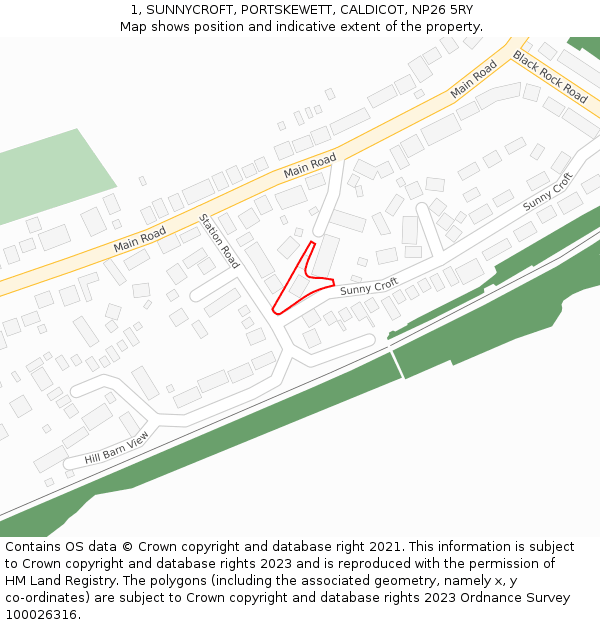 1, SUNNYCROFT, PORTSKEWETT, CALDICOT, NP26 5RY: Location map and indicative extent of plot