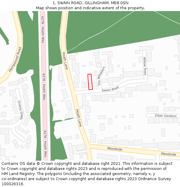 1, SWAIN ROAD, GILLINGHAM, ME8 0SN: Location map and indicative extent of plot
