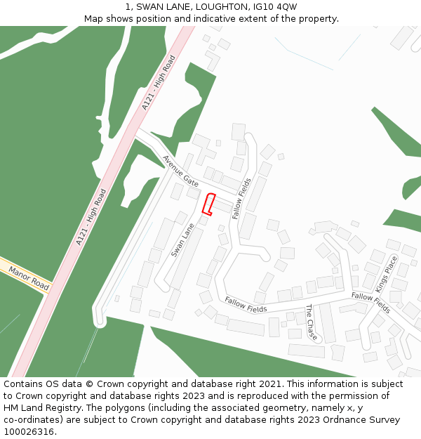 1, SWAN LANE, LOUGHTON, IG10 4QW: Location map and indicative extent of plot