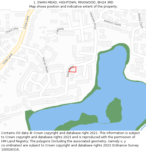 1, SWAN MEAD, HIGHTOWN, RINGWOOD, BH24 3RD: Location map and indicative extent of plot