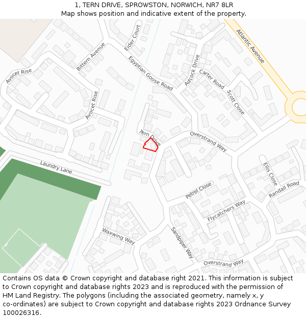 1, TERN DRIVE, SPROWSTON, NORWICH, NR7 8LR: Location map and indicative extent of plot