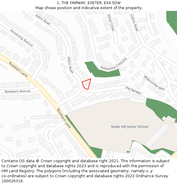 1, THE FAIRWAY, EXETER, EX4 5DW: Location map and indicative extent of plot