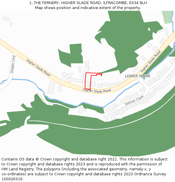 1, THE FERNERY, HIGHER SLADE ROAD, ILFRACOMBE, EX34 8LH: Location map and indicative extent of plot