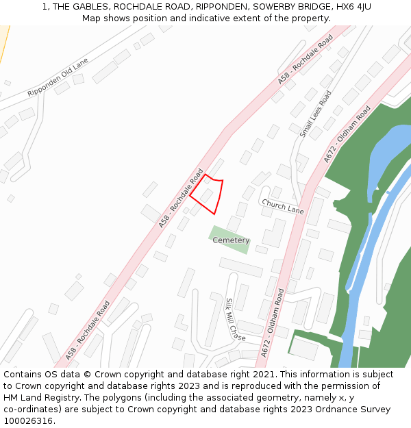 1, THE GABLES, ROCHDALE ROAD, RIPPONDEN, SOWERBY BRIDGE, HX6 4JU: Location map and indicative extent of plot
