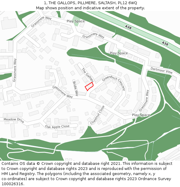 1, THE GALLOPS, PILLMERE, SALTASH, PL12 6WQ: Location map and indicative extent of plot