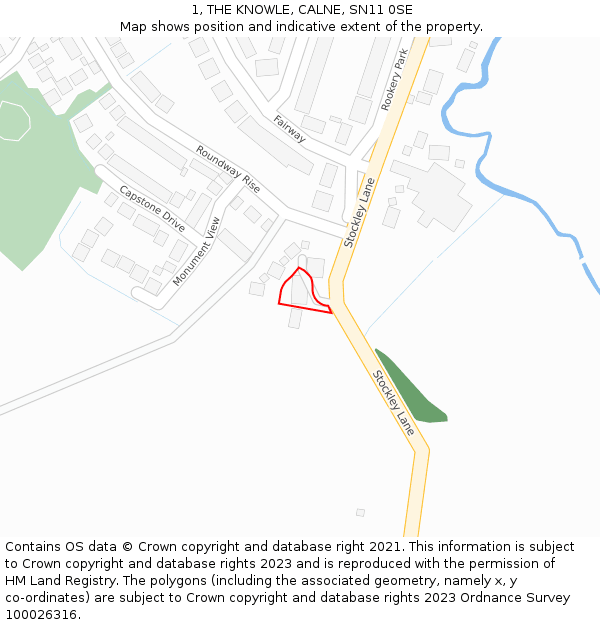 1, THE KNOWLE, CALNE, SN11 0SE: Location map and indicative extent of plot