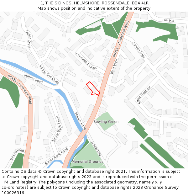 1, THE SIDINGS, HELMSHORE, ROSSENDALE, BB4 4LR: Location map and indicative extent of plot