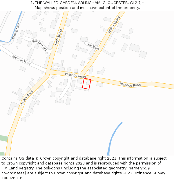 1, THE WALLED GARDEN, ARLINGHAM, GLOUCESTER, GL2 7JH: Location map and indicative extent of plot
