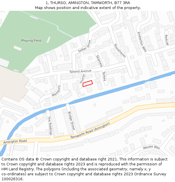 1, THURSO, AMINGTON, TAMWORTH, B77 3RA: Location map and indicative extent of plot