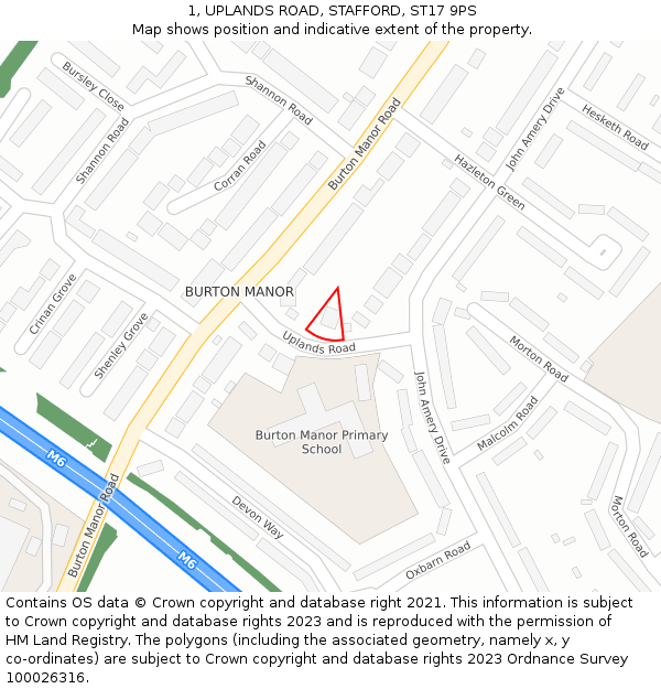1, UPLANDS ROAD, STAFFORD, ST17 9PS: Location map and indicative extent of plot