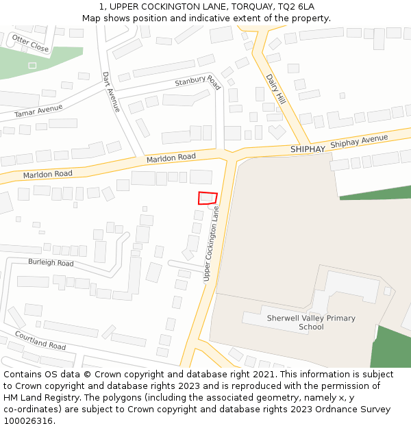 1, UPPER COCKINGTON LANE, TORQUAY, TQ2 6LA: Location map and indicative extent of plot