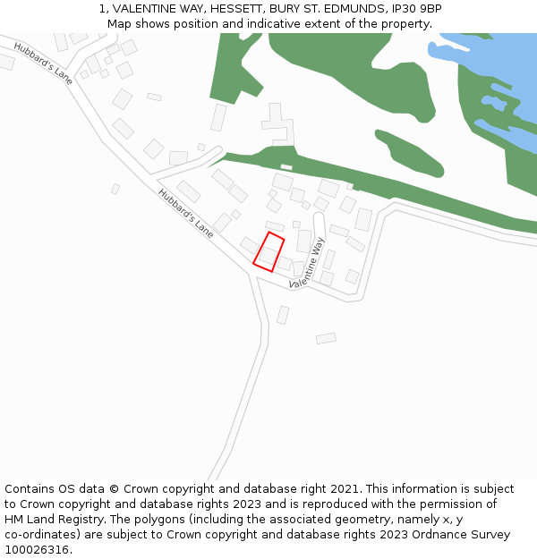 1, VALENTINE WAY, HESSETT, BURY ST. EDMUNDS, IP30 9BP: Location map and indicative extent of plot
