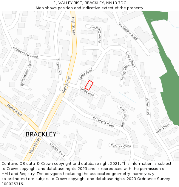 1, VALLEY RISE, BRACKLEY, NN13 7DG: Location map and indicative extent of plot