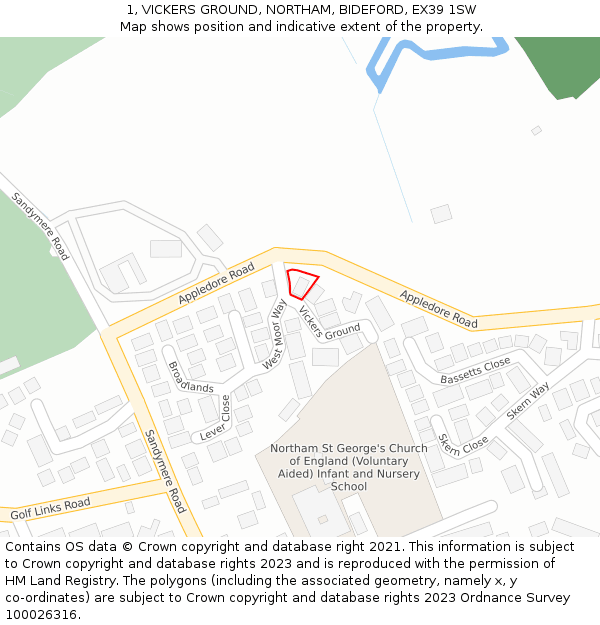 1, VICKERS GROUND, NORTHAM, BIDEFORD, EX39 1SW: Location map and indicative extent of plot