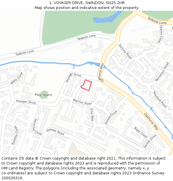 1, VOYAGER DRIVE, SWINDON, SN25 2HR: Location map and indicative extent of plot