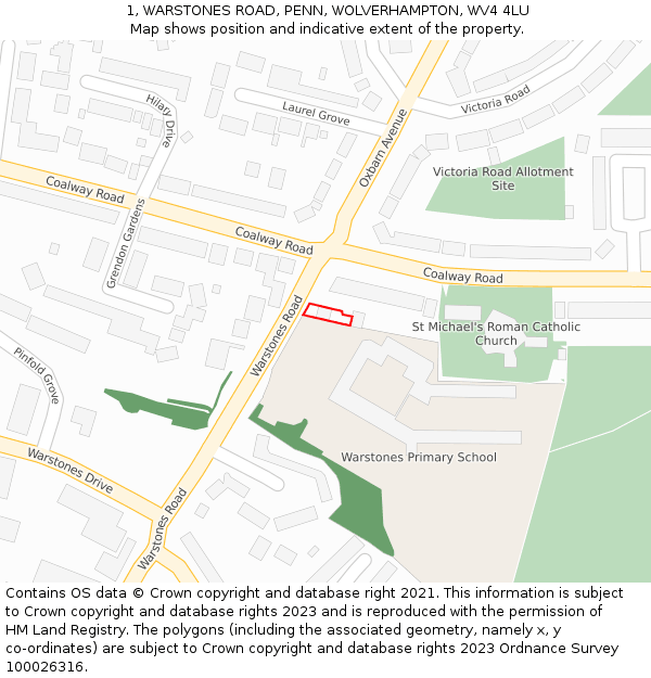 1, WARSTONES ROAD, PENN, WOLVERHAMPTON, WV4 4LU: Location map and indicative extent of plot