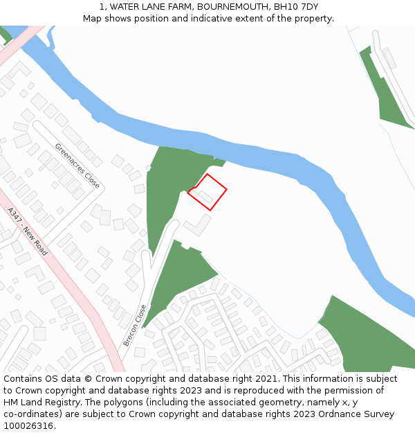 1, WATER LANE FARM, BOURNEMOUTH, BH10 7DY: Location map and indicative extent of plot