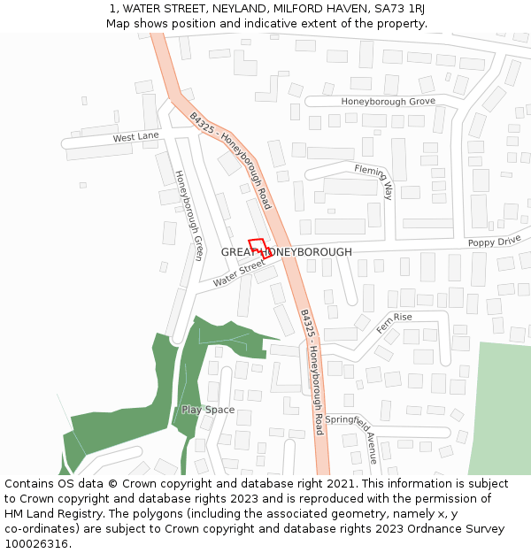 1, WATER STREET, NEYLAND, MILFORD HAVEN, SA73 1RJ: Location map and indicative extent of plot