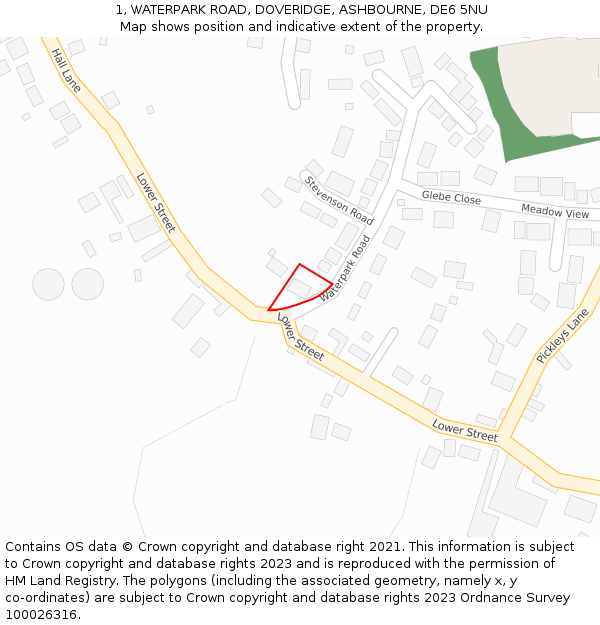 1, WATERPARK ROAD, DOVERIDGE, ASHBOURNE, DE6 5NU: Location map and indicative extent of plot