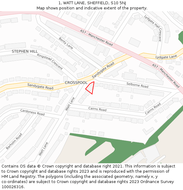 1, WATT LANE, SHEFFIELD, S10 5NJ: Location map and indicative extent of plot