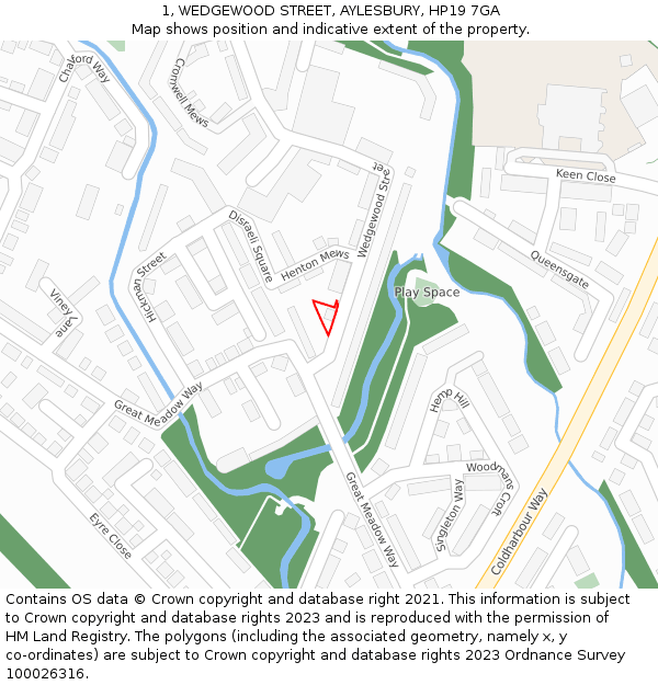1, WEDGEWOOD STREET, AYLESBURY, HP19 7GA: Location map and indicative extent of plot