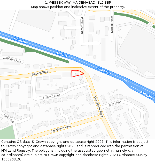 1, WESSEX WAY, MAIDENHEAD, SL6 3BP: Location map and indicative extent of plot