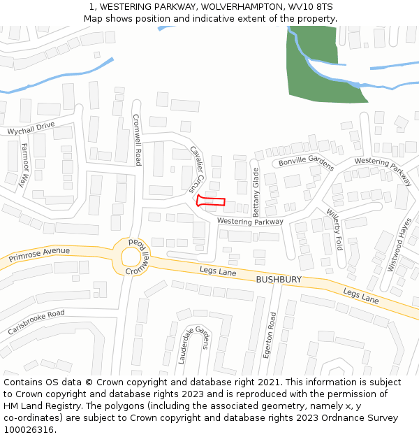 1, WESTERING PARKWAY, WOLVERHAMPTON, WV10 8TS: Location map and indicative extent of plot