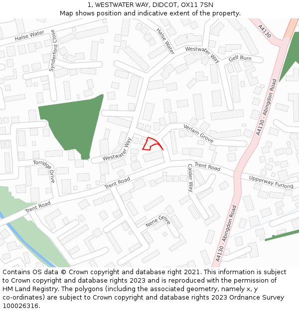 1, WESTWATER WAY, DIDCOT, OX11 7SN: Location map and indicative extent of plot