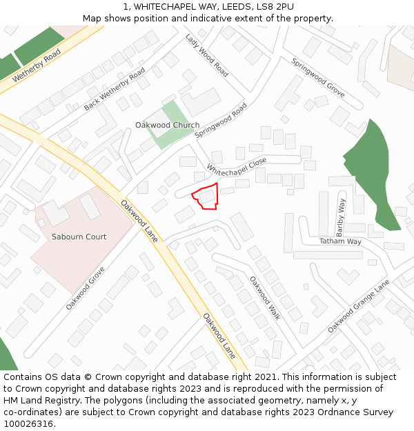 1, WHITECHAPEL WAY, LEEDS, LS8 2PU: Location map and indicative extent of plot