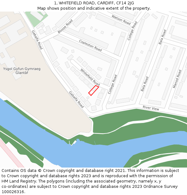 1, WHITEFIELD ROAD, CARDIFF, CF14 2JG: Location map and indicative extent of plot