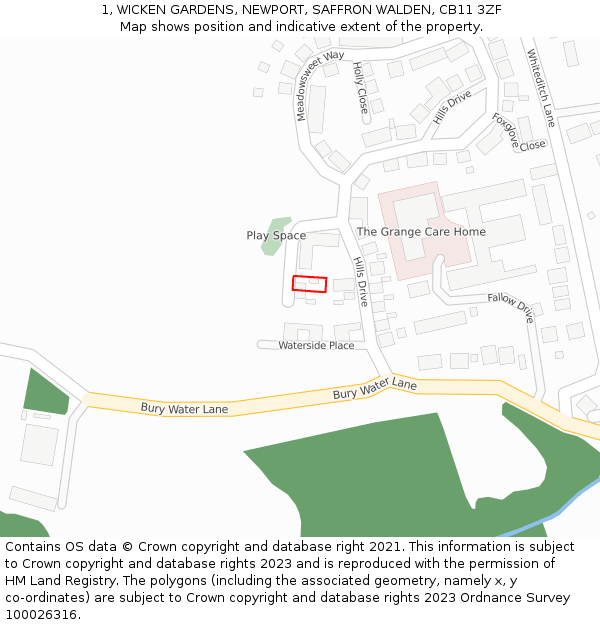 1, WICKEN GARDENS, NEWPORT, SAFFRON WALDEN, CB11 3ZF: Location map and indicative extent of plot