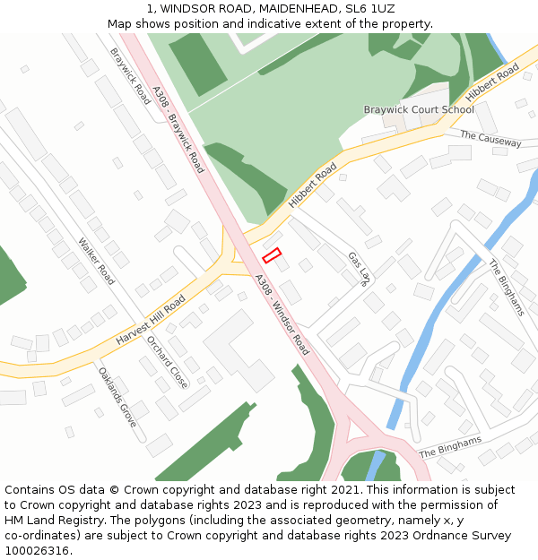 1, WINDSOR ROAD, MAIDENHEAD, SL6 1UZ: Location map and indicative extent of plot