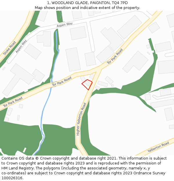 1, WOODLAND GLADE, PAIGNTON, TQ4 7PD: Location map and indicative extent of plot