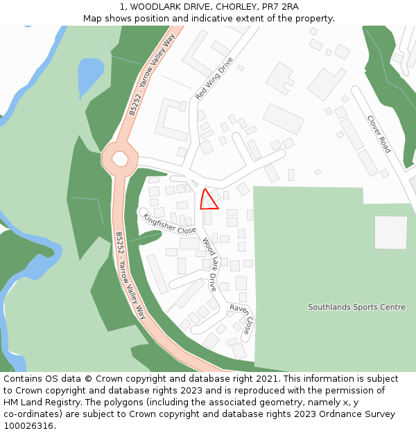 1, WOODLARK DRIVE, CHORLEY, PR7 2RA: Location map and indicative extent of plot