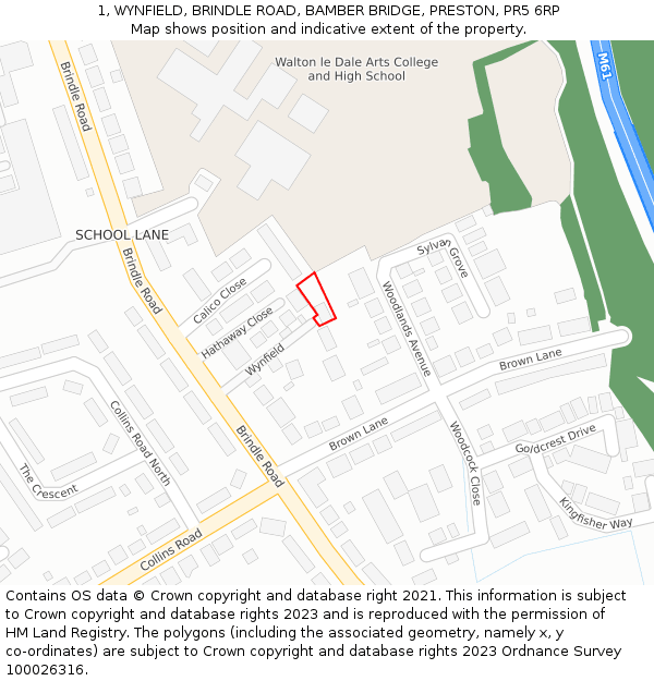 1, WYNFIELD, BRINDLE ROAD, BAMBER BRIDGE, PRESTON, PR5 6RP: Location map and indicative extent of plot