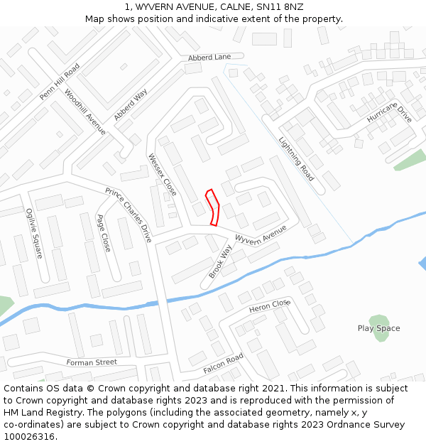 1, WYVERN AVENUE, CALNE, SN11 8NZ: Location map and indicative extent of plot
