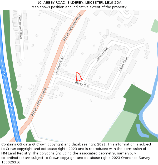 10, ABBEY ROAD, ENDERBY, LEICESTER, LE19 2DA: Location map and indicative extent of plot