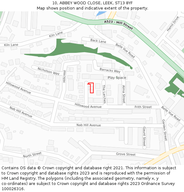 10, ABBEY WOOD CLOSE, LEEK, ST13 8YF: Location map and indicative extent of plot