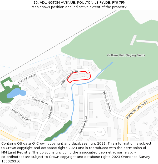 10, ADLINGTON AVENUE, POULTON-LE-FYLDE, FY6 7FN: Location map and indicative extent of plot