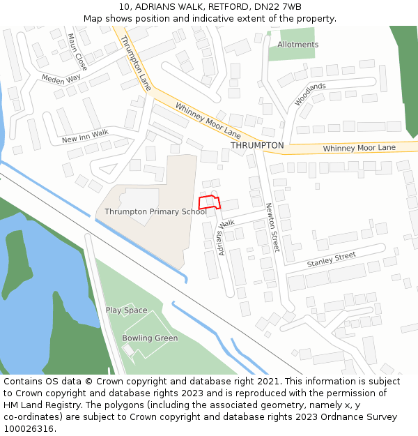 10, ADRIANS WALK, RETFORD, DN22 7WB: Location map and indicative extent of plot