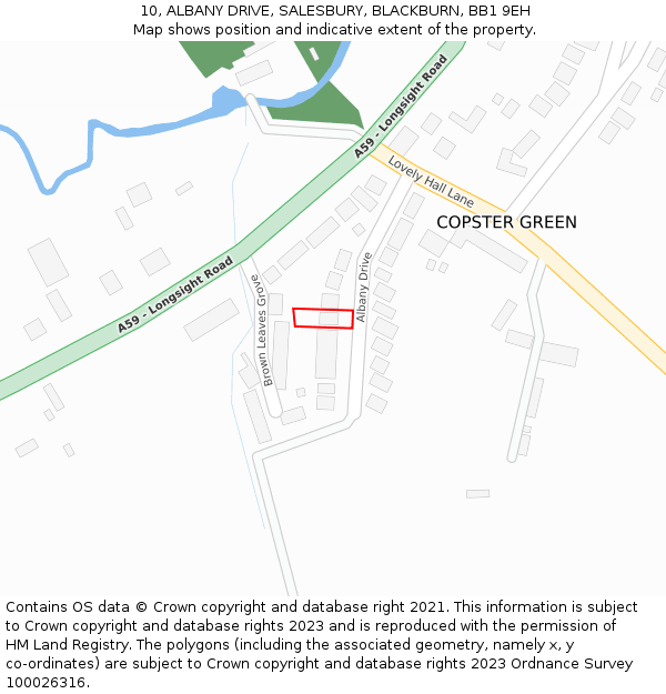 10, ALBANY DRIVE, SALESBURY, BLACKBURN, BB1 9EH: Location map and indicative extent of plot