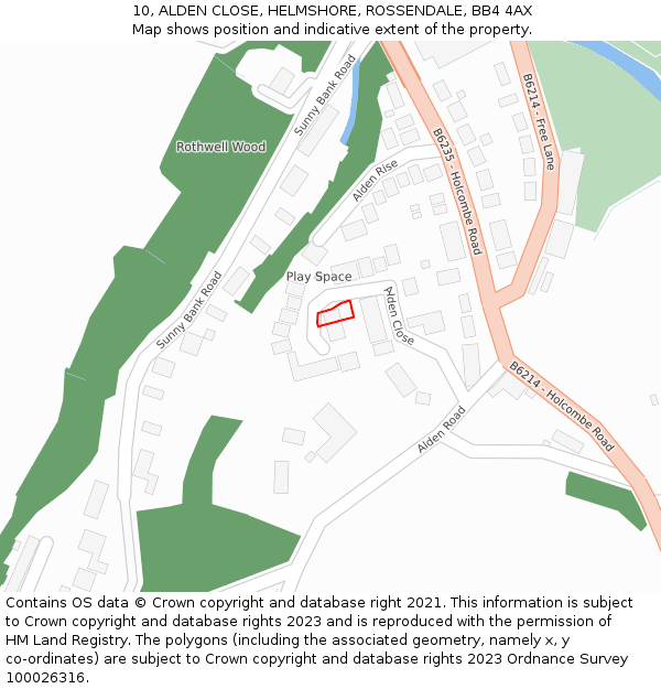 10, ALDEN CLOSE, HELMSHORE, ROSSENDALE, BB4 4AX: Location map and indicative extent of plot