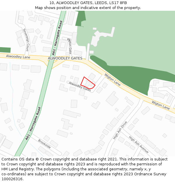 10, ALWOODLEY GATES, LEEDS, LS17 8FB: Location map and indicative extent of plot