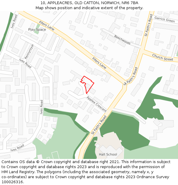 10, APPLEACRES, OLD CATTON, NORWICH, NR6 7BA: Location map and indicative extent of plot