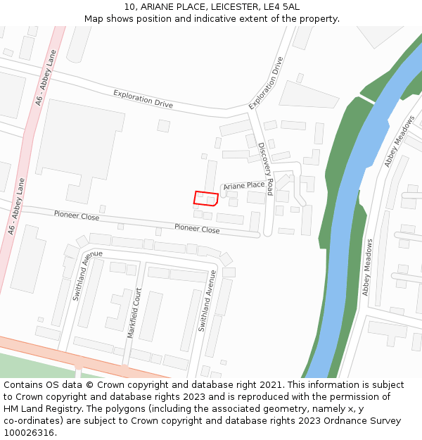10, ARIANE PLACE, LEICESTER, LE4 5AL: Location map and indicative extent of plot