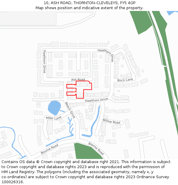 10, ASH ROAD, THORNTON-CLEVELEYS, FY5 4GP: Location map and indicative extent of plot