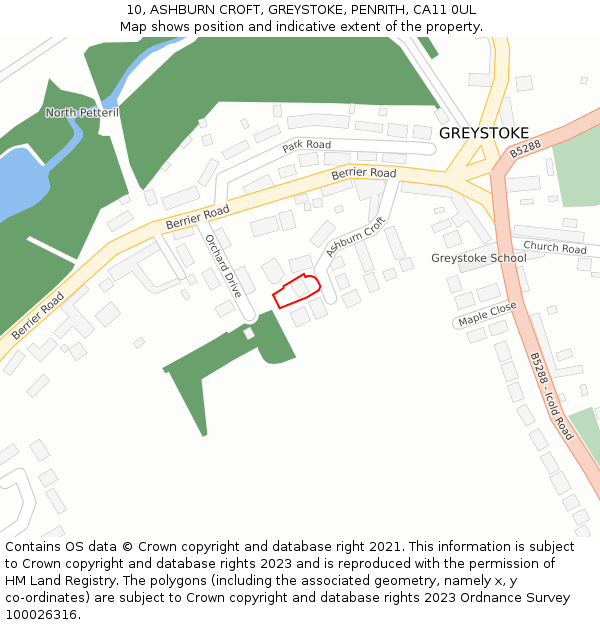 10, ASHBURN CROFT, GREYSTOKE, PENRITH, CA11 0UL: Location map and indicative extent of plot