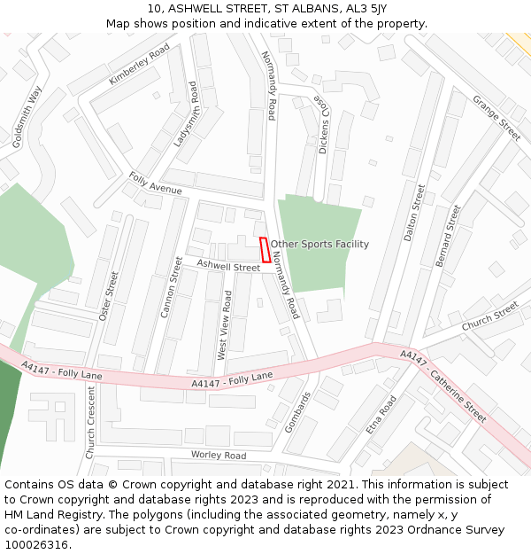 10, ASHWELL STREET, ST ALBANS, AL3 5JY: Location map and indicative extent of plot